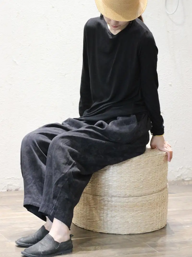 

Удобные двухслойные повседневные брюки с цветочной вышивкой, универсальные зауженные брюки для женщин, визуально стройнящие фигуру.