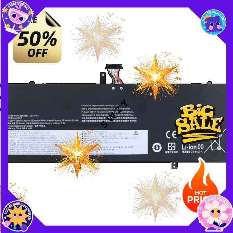 SWZY  L19C4PD1 L19M4PD1 L19L4PD1 Laptop Battery 7.68V/7280mAh for Lenovo 5B10U65275 L19C4PD1 L19M4PD1 L19L4PD1 Notebook Battery