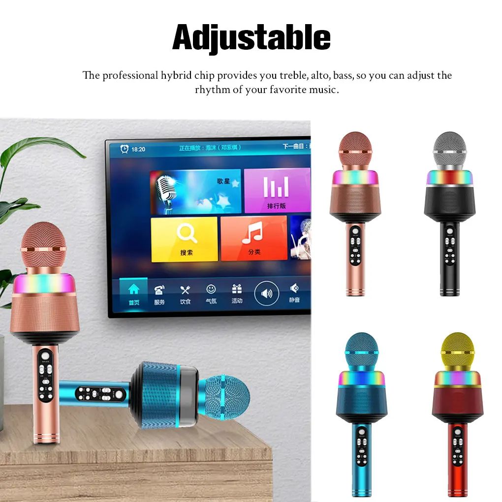 Micrófono inalámbrico Altavoz Reproductor KTV Efecto de sonido Micrófono recargable