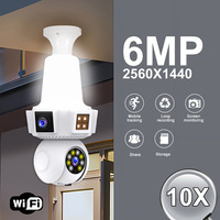 Dual Lens Triple Screen 6MP Wireless Wifi E27 Light Bulb Camera 10X Digital Zoom PTZ Bulb Camera Home Security CCTV Baby Monitor