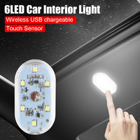 Rechargeable Car Interior Lights 6 LED Beads Ceiling Reading Lamps Magnets Night Lighting Forest Illumination Hand Touch Switch