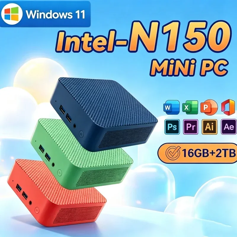 Tidy Intel N150 Mini PC Multiple Configurations WiFi6 Triple 4K Silent Desktop for Home Office Media Editing