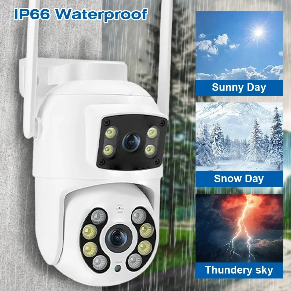 TREGEAR 8MP 4K Dual Lens Dual Screens Outdoor PTZ Wifi Camera AI Human Detection Wireless CCTV Security IP Camera Ziicam