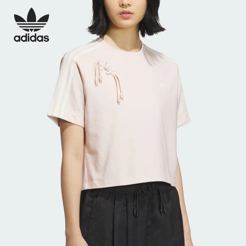 Image of Adidas Clover Damen Neues chinesisches Sport-T-Shirt, atmungsaktiv, locker geschnitten, KB6399