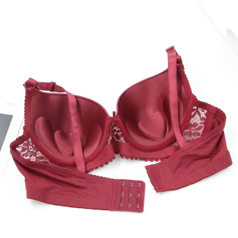 DaiNaFang Push-Up-BHs für Damen, Rosa, Blau, Schwarz, Grau, Beige, Weiß, Burgunderrot, Unterwäsche, Spitze, minimiert nahtlose Dessous – Detail 19