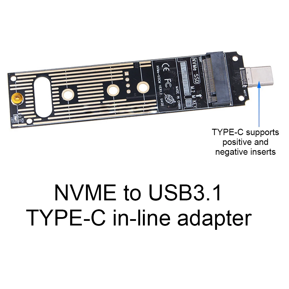 M.2 NVME SSD إلى USB 3.1 محول 16 تيرا بايت M.2 NVMe إلى قارئ بطاقات USB يدعم UASP TRIM لـ 2280 2260 2242 2230 SSD فقط لـ M.2 NVME