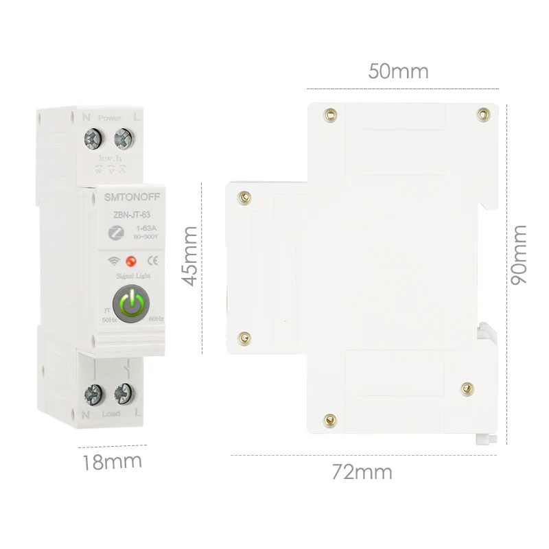 TUYA WiFi Zigbee MCB Smart Circuit Breaker Over Current Under Voltage Protection Power Metering 1-63A Remote Control Switch