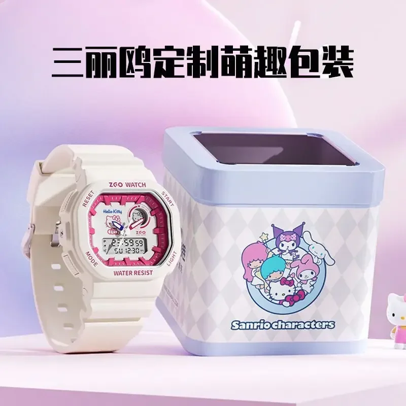 Zgo sanrio serie hallo kitty mädchen uhren ins leuchtende wasserdichte studenten sport elektronische uhr