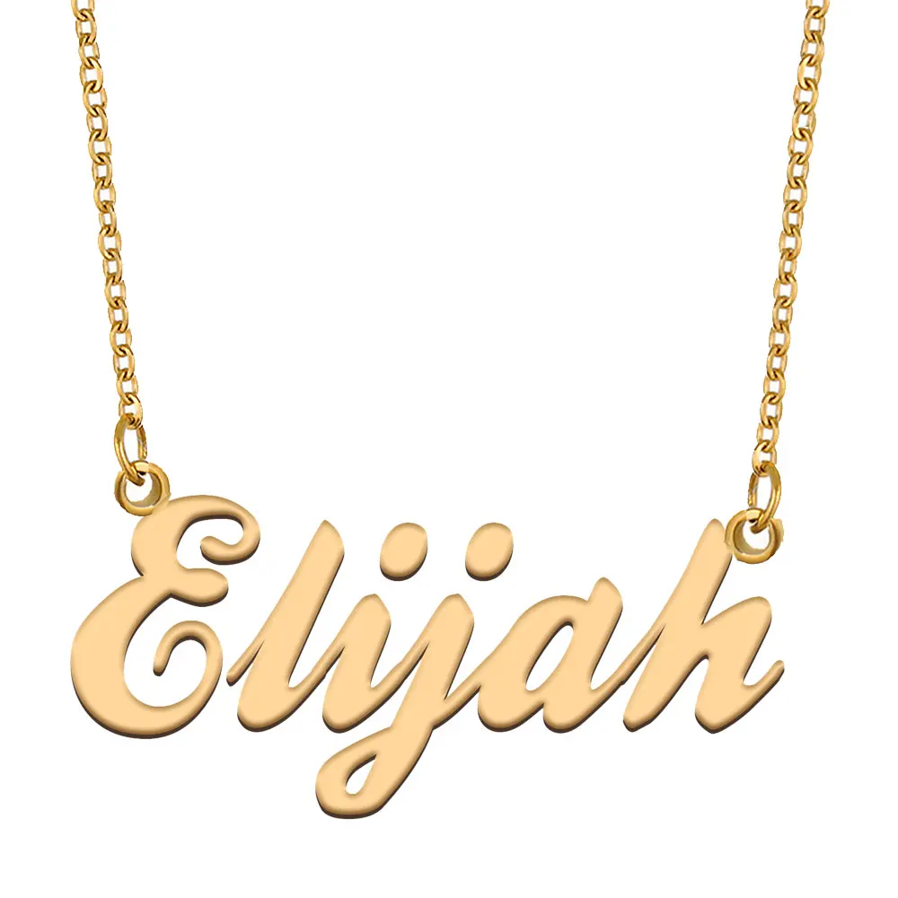 

Elijah Name Necklace for Women Stainless Steel Jewelry Gold Plated Nameplate Pendant Femme Mothers Girlfriend Gift