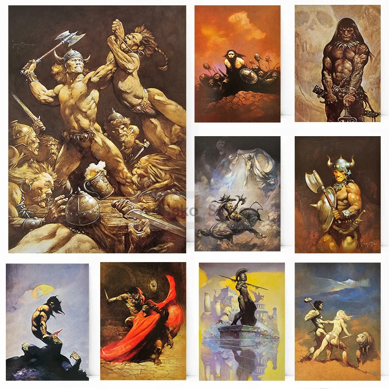 Renowned Cartoonist Frank Frazetta Works Poster Fantasy Art Comic Prints Canvas Painting Wall Art Pictures Home Room Decoration