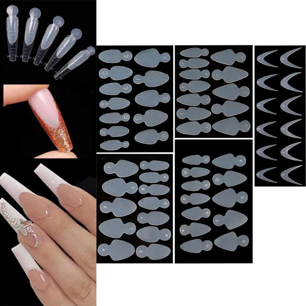 

12pcs Reused French Forma Dual Sticker Silicone French Line for Dual Forms False Tips Poly Nail Gel System Extension Nails Mold