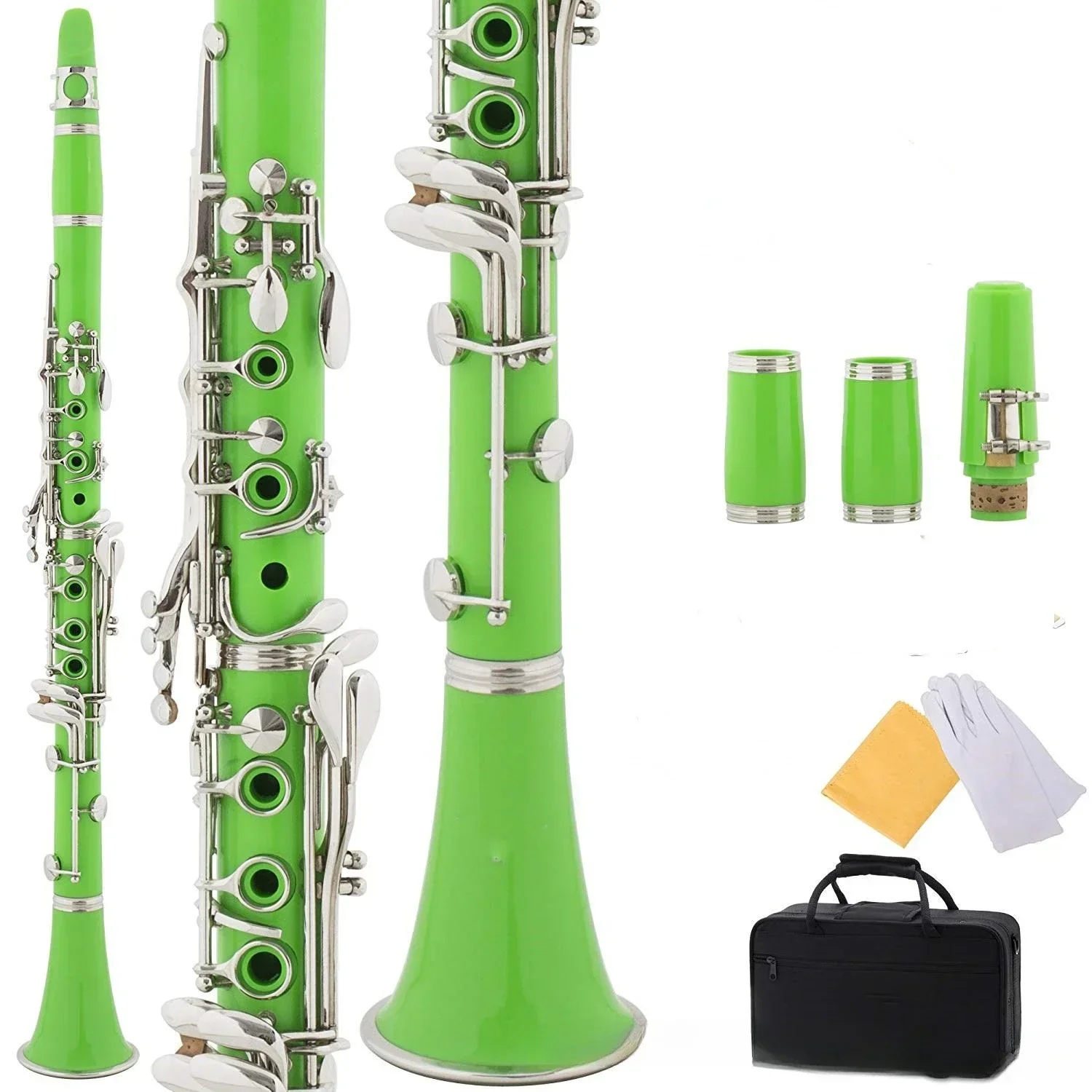 Color clarinet clarinet, B flat ABS resin green 17 key, clarinet, cloth bag