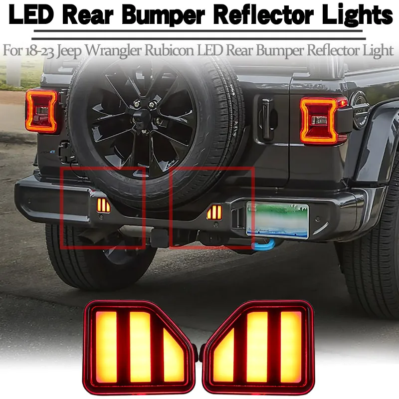 

2 PCS Car Rear Fog Light For Jeep Wrangler JL US version 2018 2019 2020 2021 2022 2023 Bumper Brake Light Reflector turn Signal