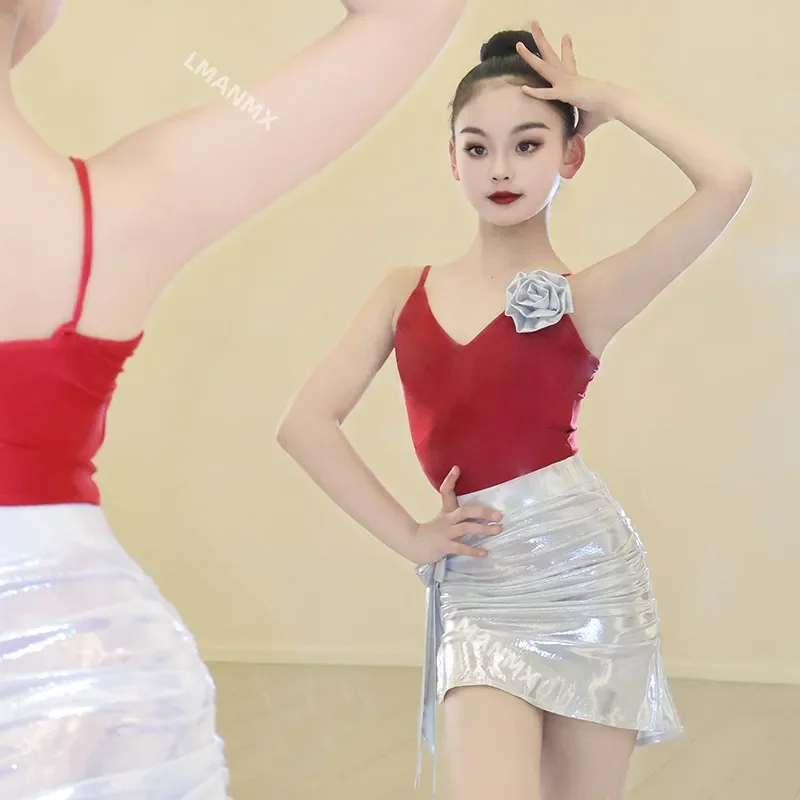 

Новое осенне-зимнее платье для латинских танцев 202, элитное тренировочное платье для девочек, комплект детских платьев для выступлений