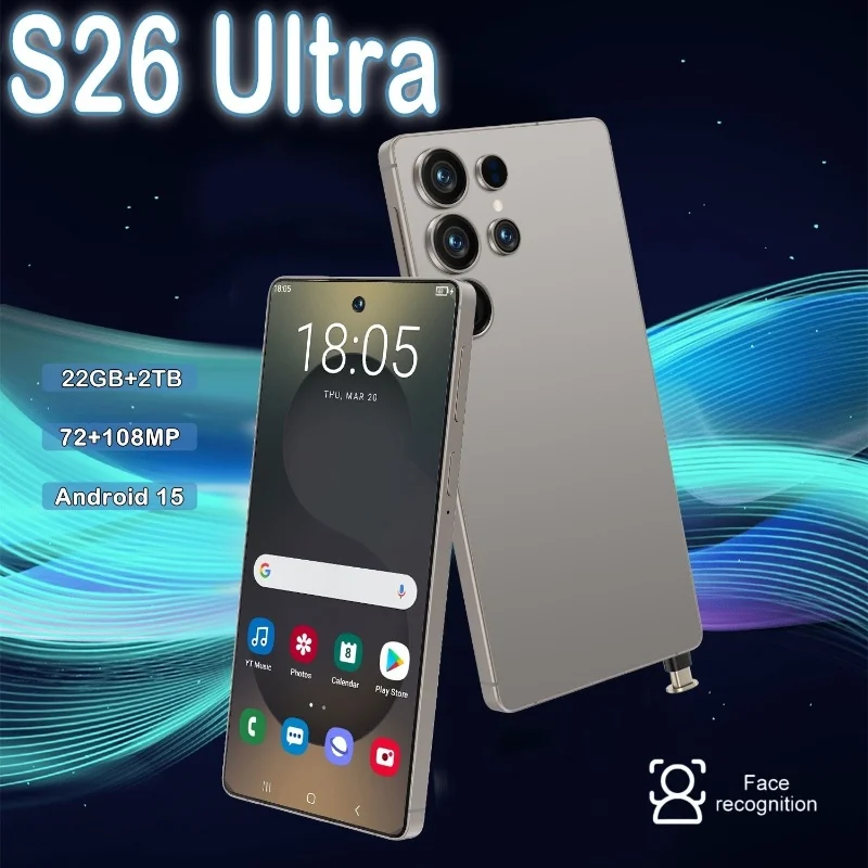 

HOT 2025 new S26 Ultra original intelligent 5G dual card dual standby Android 14 system global version phones 8000mAh battery