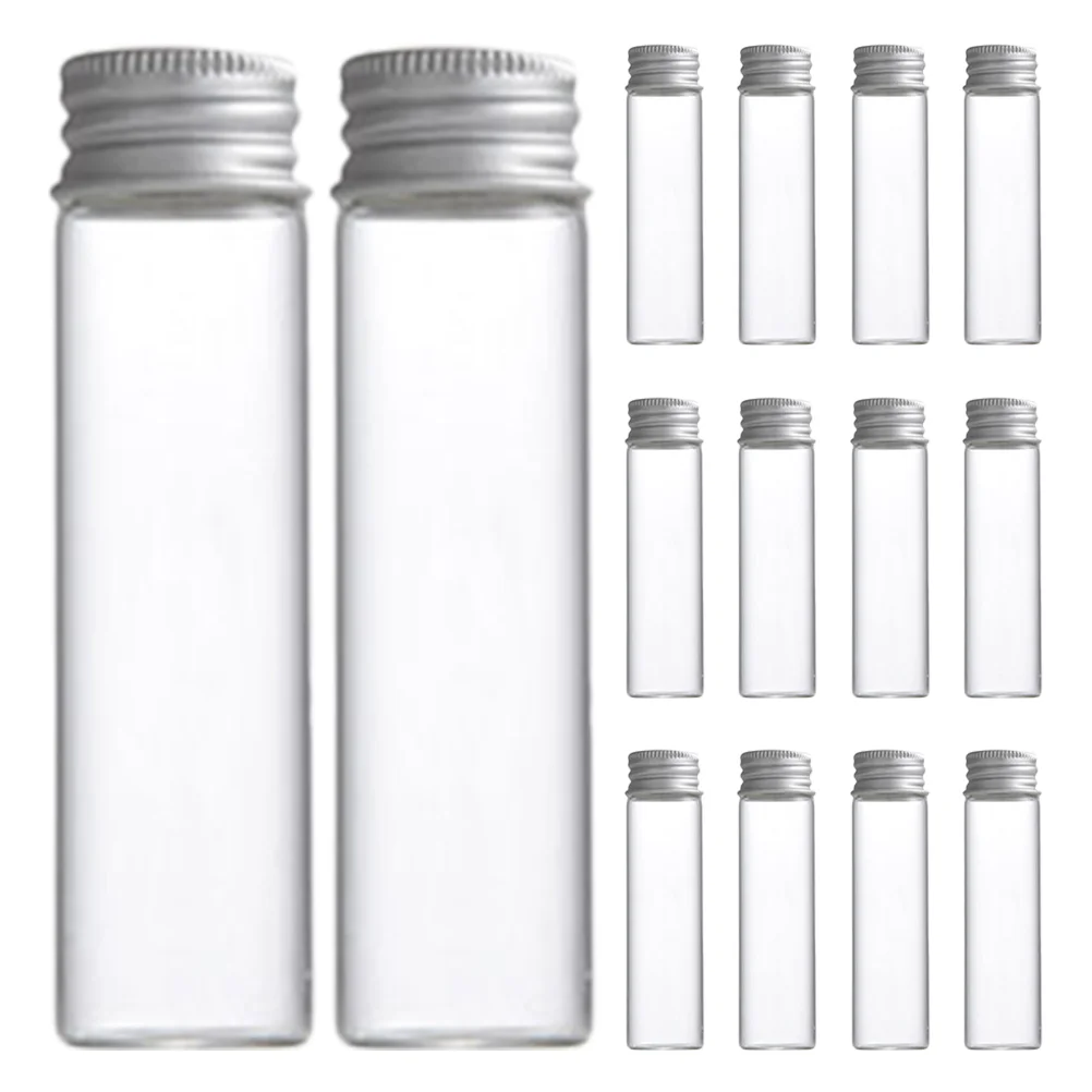 50 Pcs Glass Bottle with Aluminum Cap Sample Vials Storage Bottles Test Tubes Caps Small Tiny Jars Lids