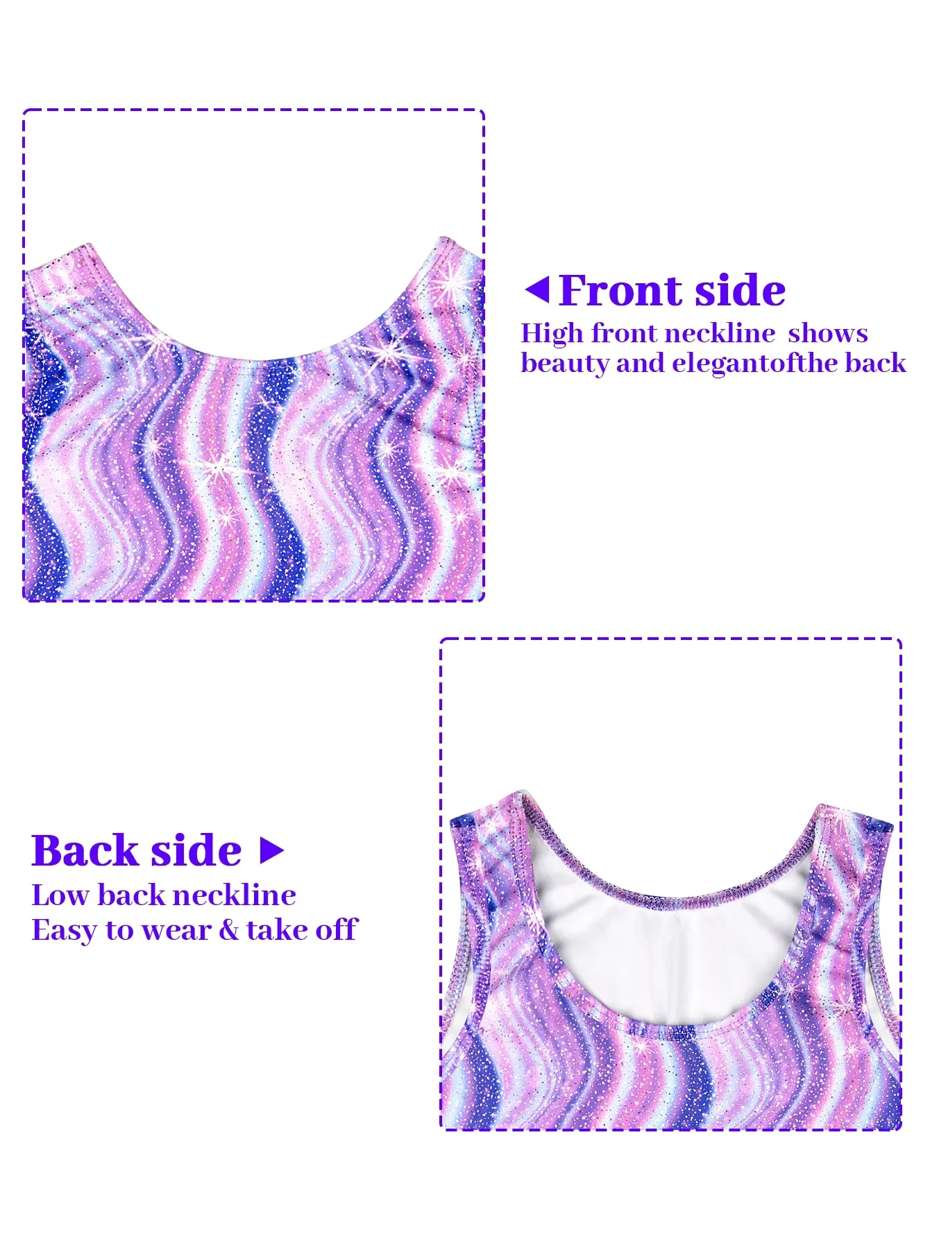 Leotards for Girls Gymnastics Shiny Stretchy Tie Dye Sleeveless Dance Suit for Kids Ballet Dance Training