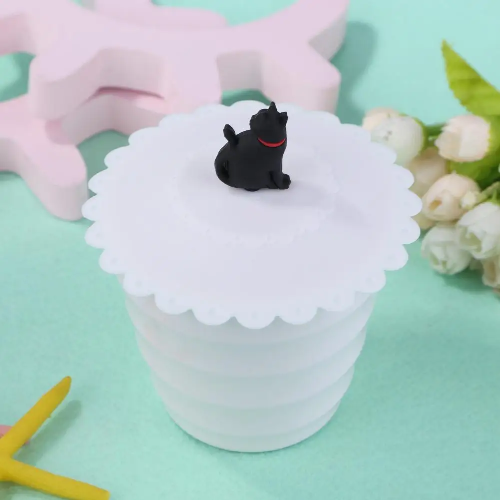 

Cute Cat Food Grade Silicone Cup Lid Leakproof Cup Cover Reusable Hot Cup Lid Anti-dust for Cup Mug Wine Glass