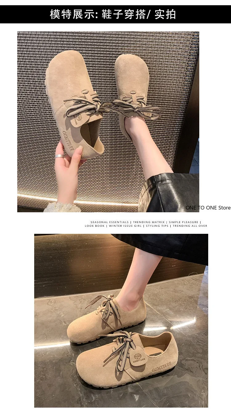 Womens Derby Shoes Soft Female Footwear Shallow Mouth British Style Loafers With Fur Leather Dress New Preppy Slip-on Mary Janes image 3