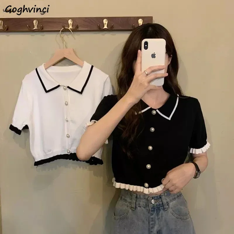 Floral Shirts Women Crop Tops Vintage Temperament Peter Pan Collar Sweet Summer Thin Casual Chic Korean Style Ins Camisas Mujer