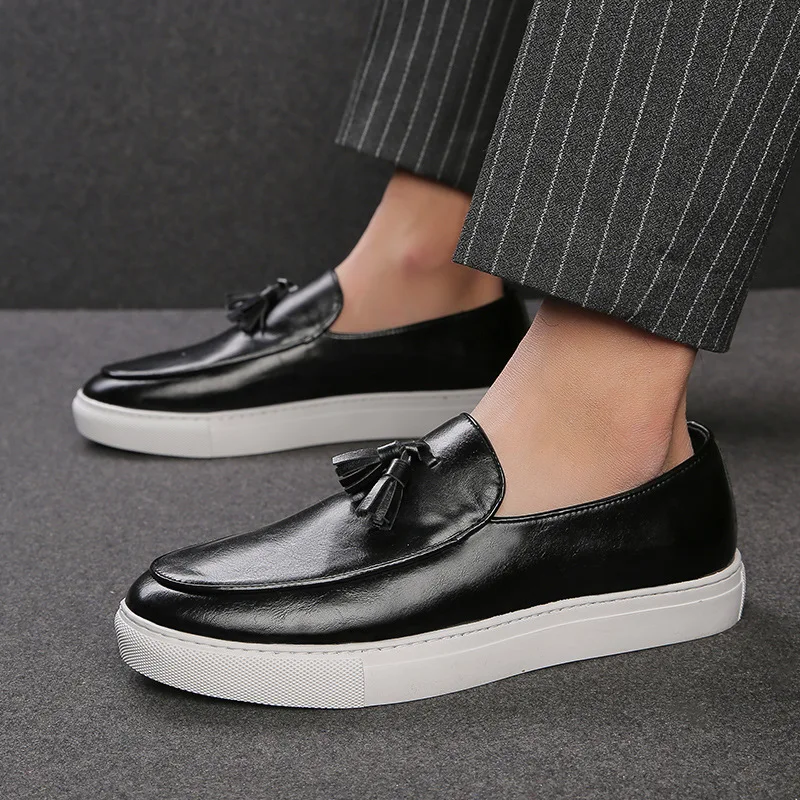 2024 Men's Casual Shoes Fashion Loafers Moccasins Slip On Man Flats Comfortable Male Genuine Leather Shoes Chaussure Homme Cuir