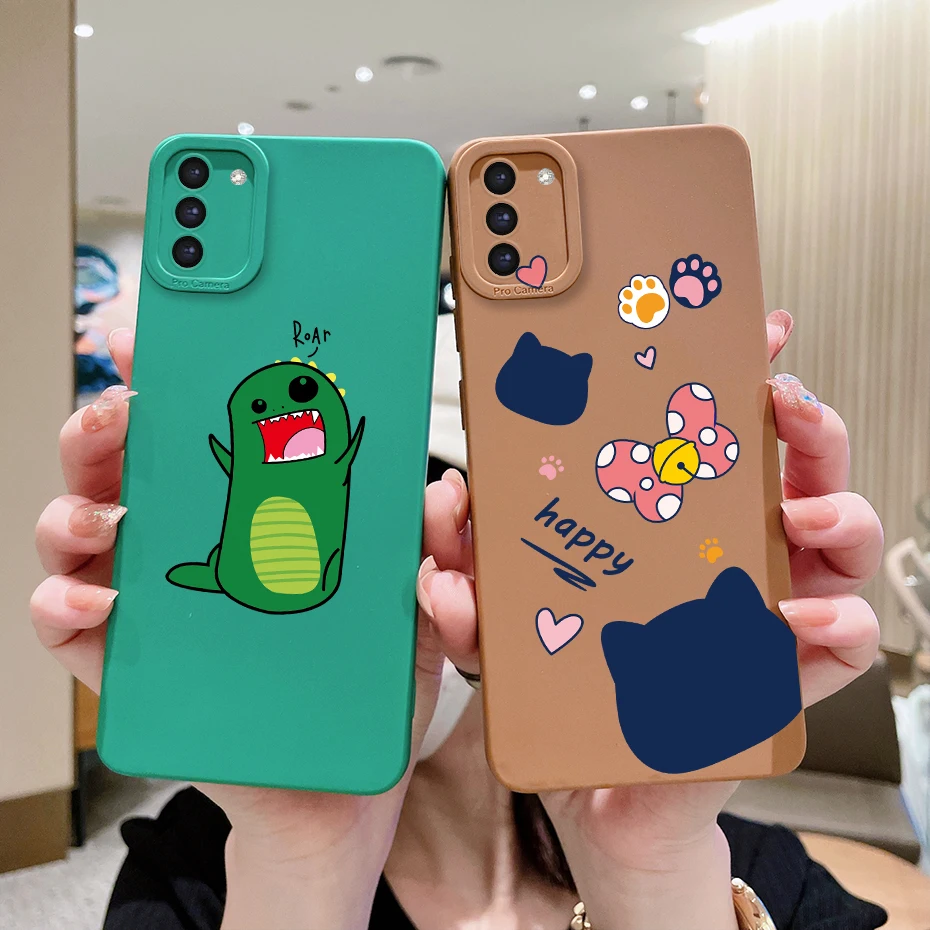 For Samsung S21 FE Case Cute Dinosaur Square Silicone Cover For Samsung Galaxy s21 S 21 Plus Ultra FE 5G Phone Cases Coque Shell