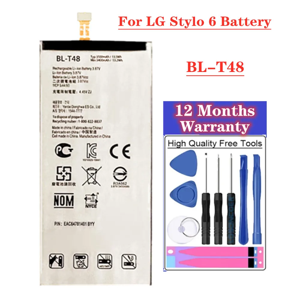 

High Quality 3800mAh BLT48 BL-T48 Battery For LG Stylo 6 LMQ730TM LM-Q730TM BL T48 Phone Battery + Tools