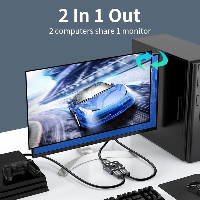 Hoom 4K 8K 60Hz HDMI Switch 2 Ports 2 In 1 Out Video Splitter for Laptop PC Xbox PS3/4/5 TV Box to Monitor TV Projector Adapter