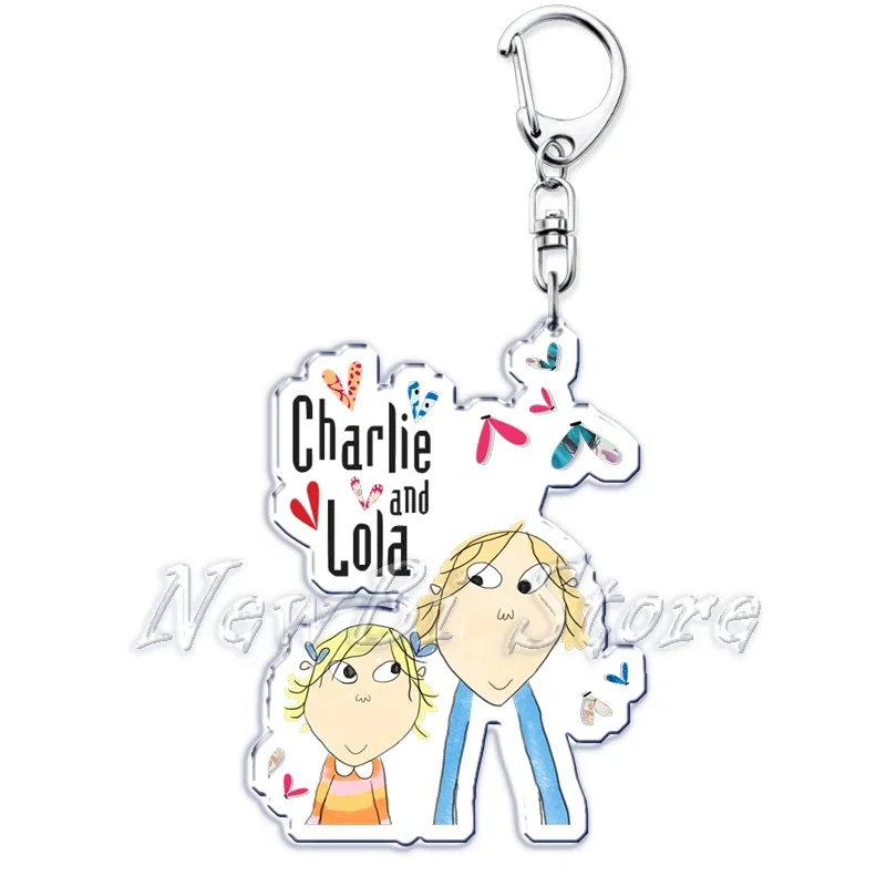 Cute Cartoon TV Series Charlie and Lola Kids Keychain for Women Accessories Lauren Child Pendant Keying Jewelry Friends Gift