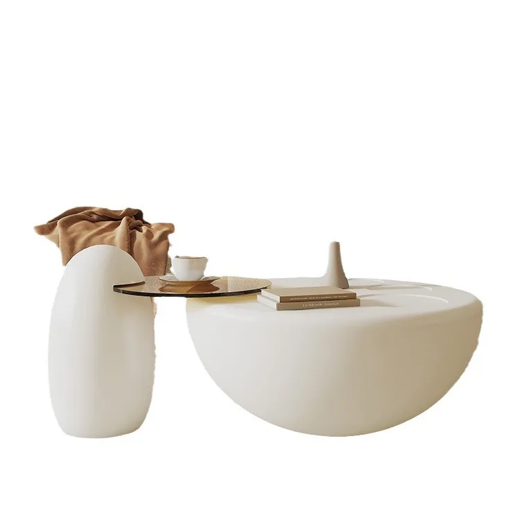 Cream wind cat claw coffee table modern simple small apartment living room round high-end artistic combination minimalist tea