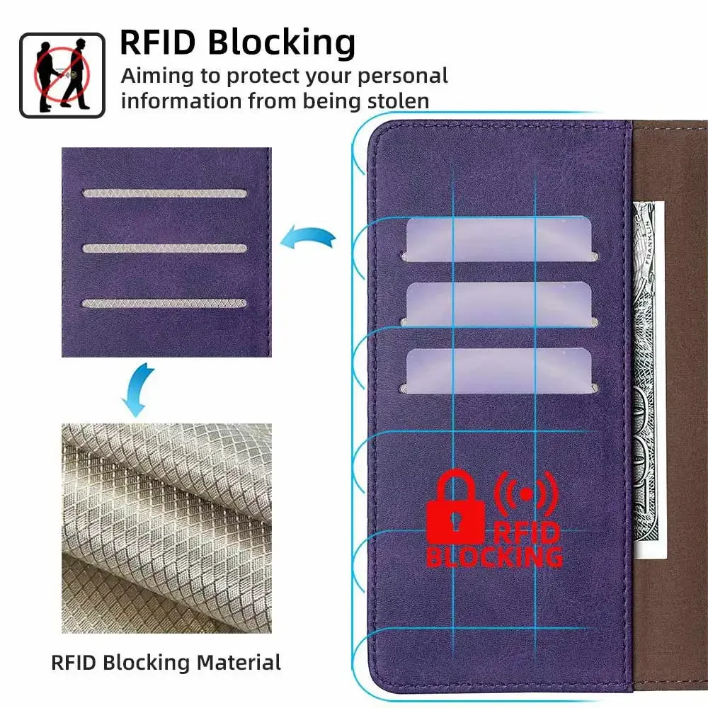 For Honor 200 5G Flip PU Leather Wallet Case RFID Blocking Multi-Card Holder Phone Cover for Honor 200 Lite 5G Phone Bag Funda