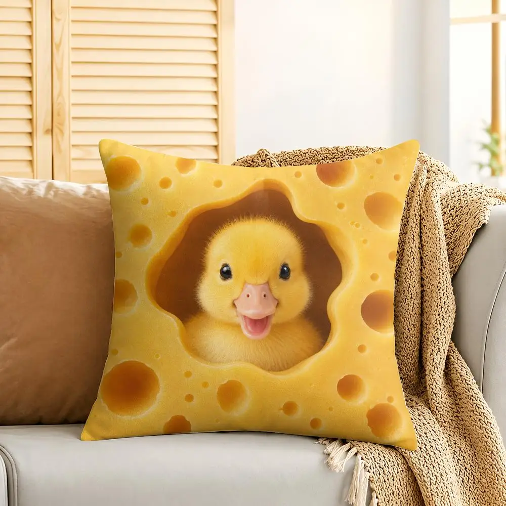 Cute Cheese Animal Cartoon Cushion Cover Soft Short Plush Pillow Cases Hidden Zipper Cutecore Sofa Bedroom Home Decor Gift 4