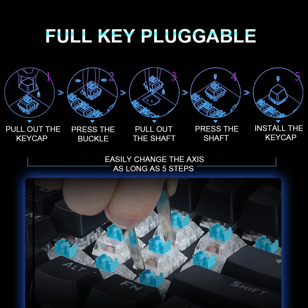 REDRAGON-Teclado mecánico para juegos DITI K585, teclas RGB de 42 teclas para una mano, interruptor azul, 7 teclas Macro programables para juegos FPS LOL/PUBG