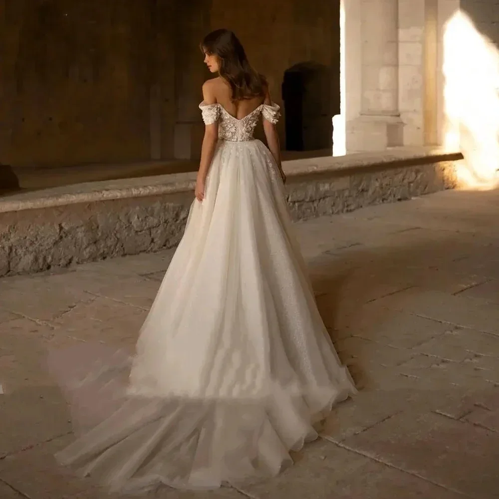 Elegant Sweetheart Mermaid Wedding Dress Sparkling Off Shoulder Detachable Train Robe Bohemian Wedding Dress Customization