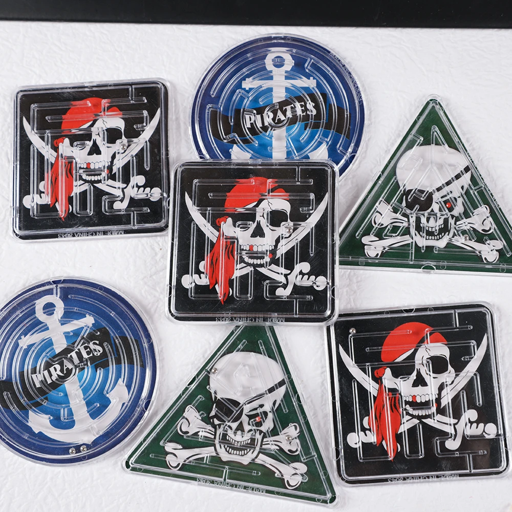 10Pcs Skull Pirate Theme Maze Puzzle Intelligence Labyrinth Toy for Kids Birthday Halloween Party Favors School Prize Goodie Bag