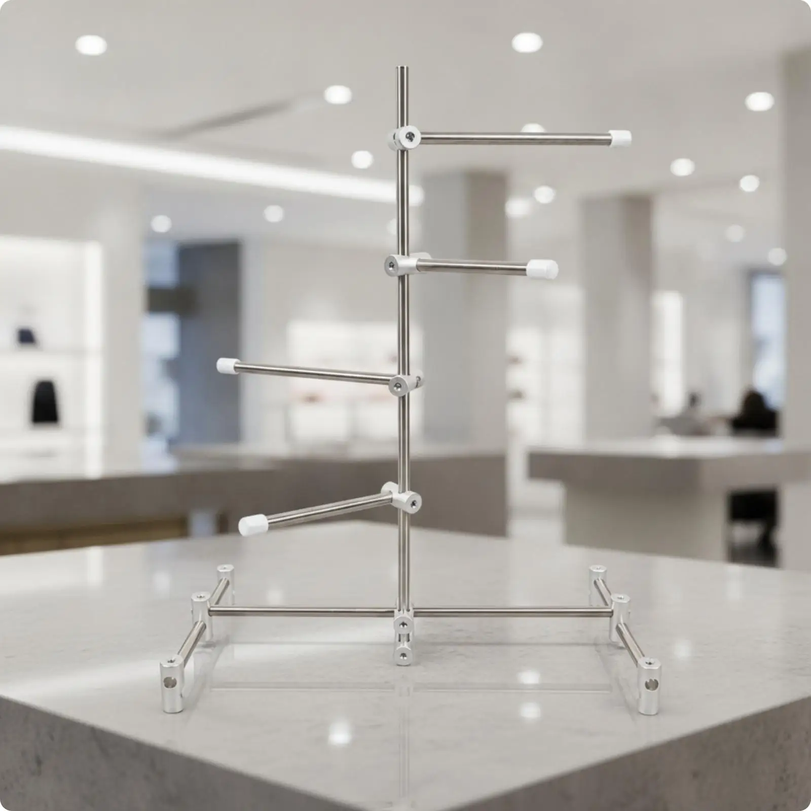 Desktop Keychain Display Rack Metal Hanging Organizer Shelf with Sturdy Base for Jewelry Keys Headphones Storage Rack Holder for