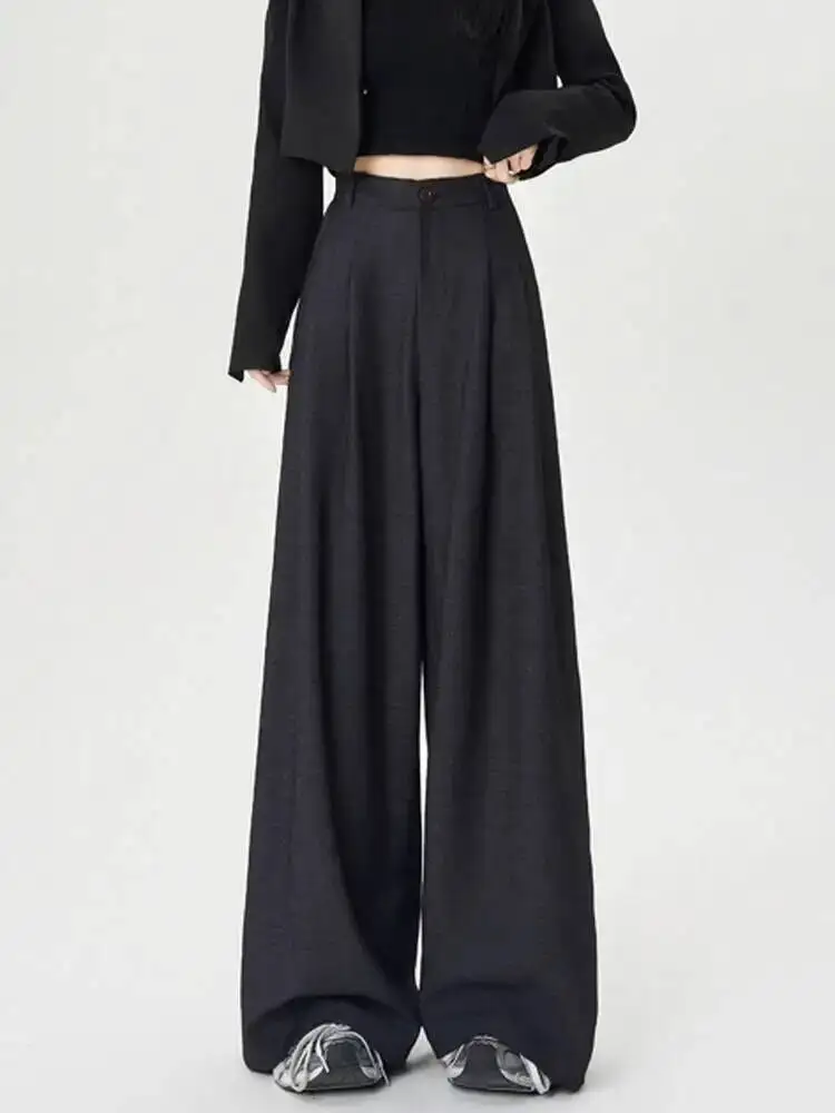 

Women Pants 2025 New Style Women's High End Black Suit Pants Women High Waisted Pants Loose Floor Dragging Wide Leg Pants