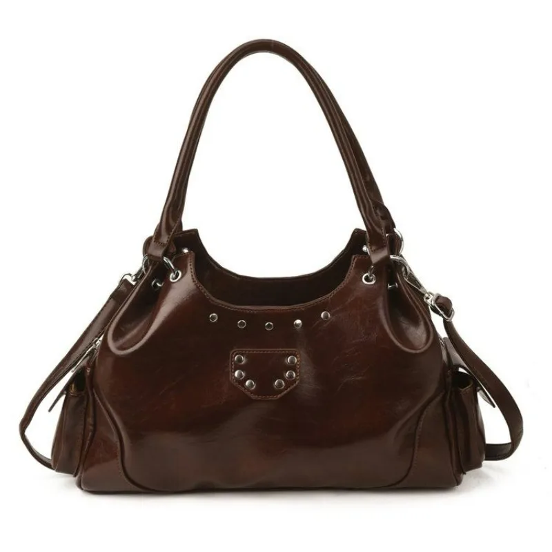 Korean Rivet Versatile Commuter Shoulder Locomotive Bag New Trendy Niche Retro Shoulder Tote Bag Niche Exquisite Leisure Trend