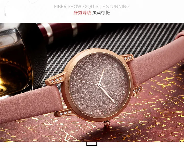 REBIRTH 018 Women's Quartz Watch Matte Dial Diamond Fashion Art Elegant Simple Wristwatch for Ladies Gift