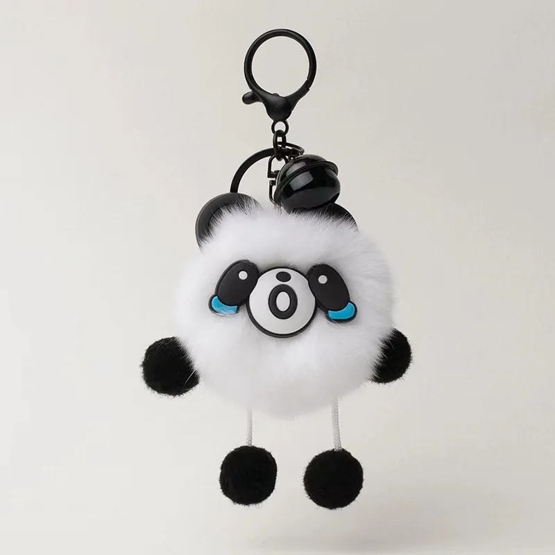 Cute Otter Rabbit Fur Small Coal Ball Car Keychain Pendant Simple Girly Plush Doll Backpack Charm view 2