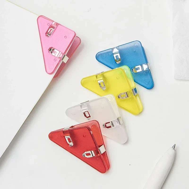 Kawaii 10pcs Triangle Corner Clips File Paper Clips File Index Photo Clamp Page Holder Korean Stationery Office Desk Organizer