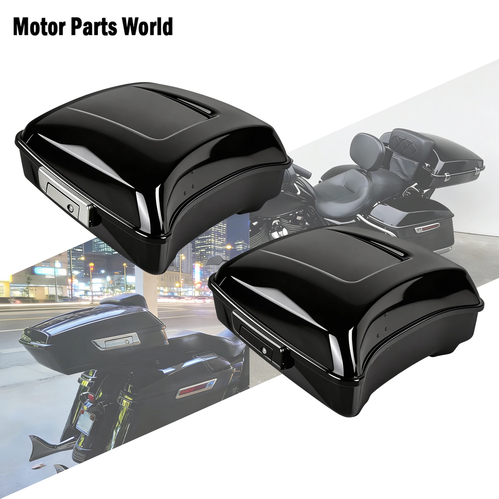 

10.7' Motorcycle Rear Tour Luggage Trunk Bag Storage Tool Box Tail Travel Case For Harley Touring Road King Road Glide 14-2025