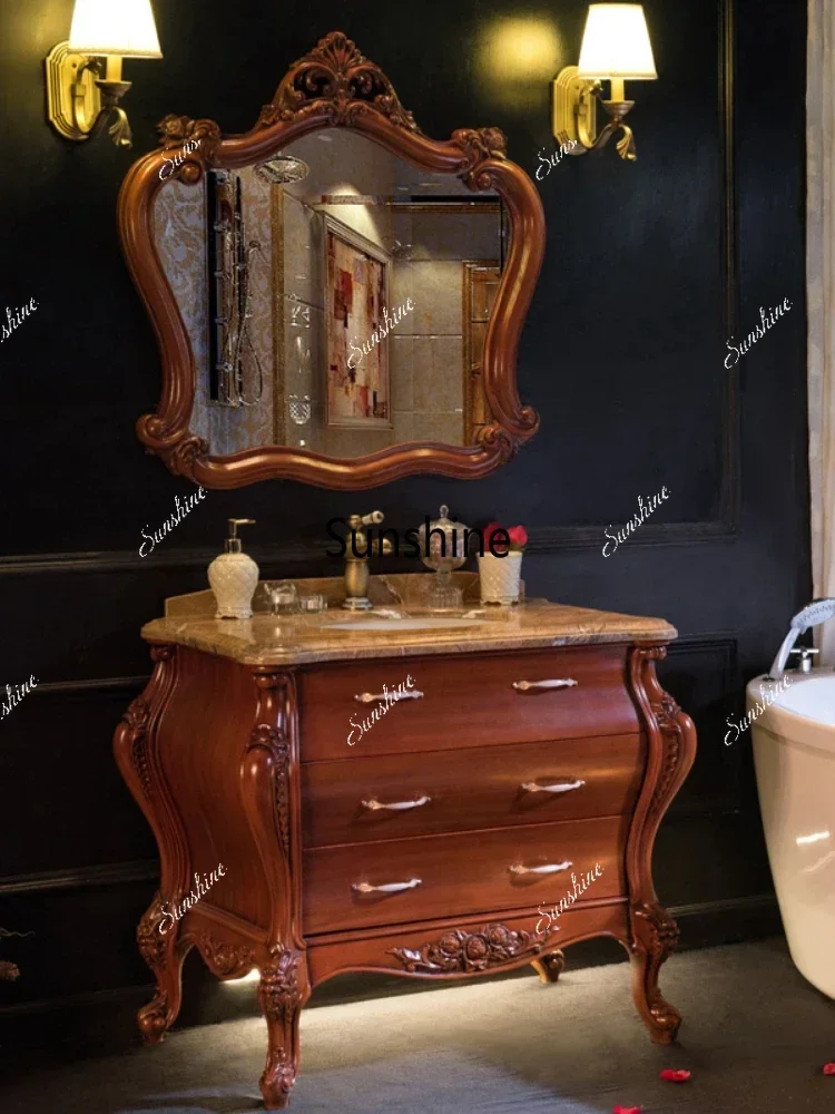 

Bathroom New Arc European Bathroom Cabinet Antique Bathroom Cabinet Oak Washbasin Combination Wash Basin WashstandX