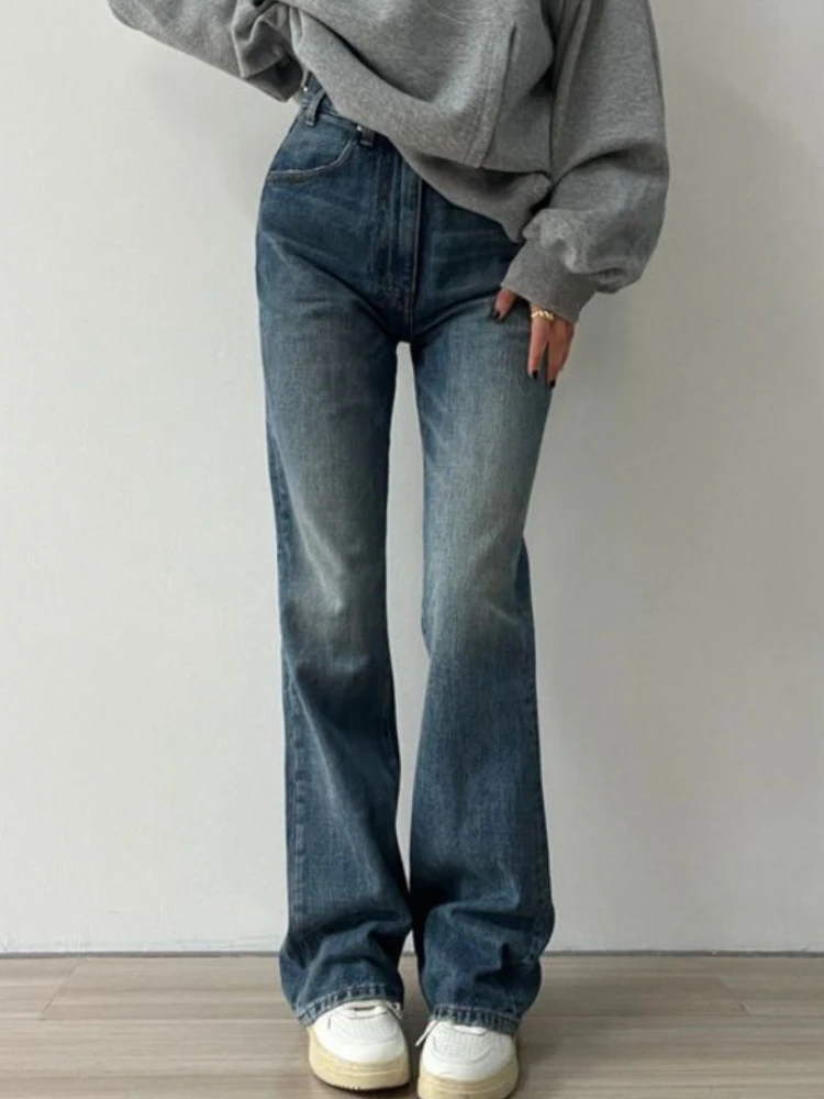 S-4XL Jeans Women Leisure Denim All-match Loose New Straight Full-length Spring Streetwear Simple Student Vintage Distressed