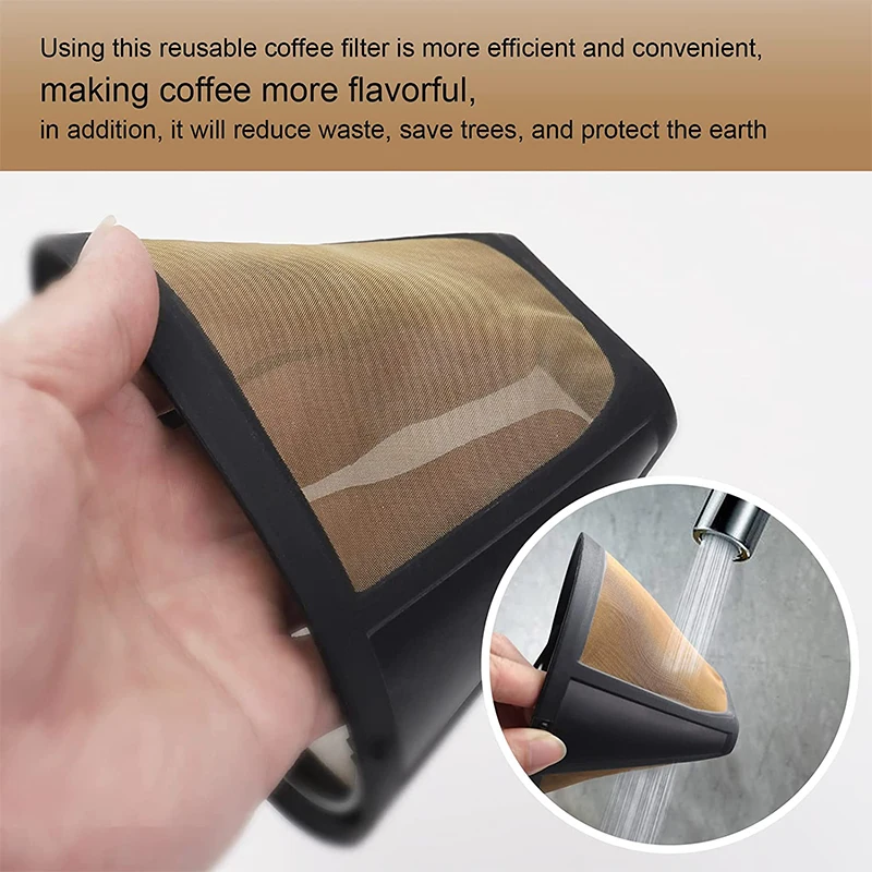 LMETJMA Reusable Coffee Filter Cone Coffee Maker Filters for Ninja Coffee Bar Brewer Replacement Permanent Basket Filter JI212