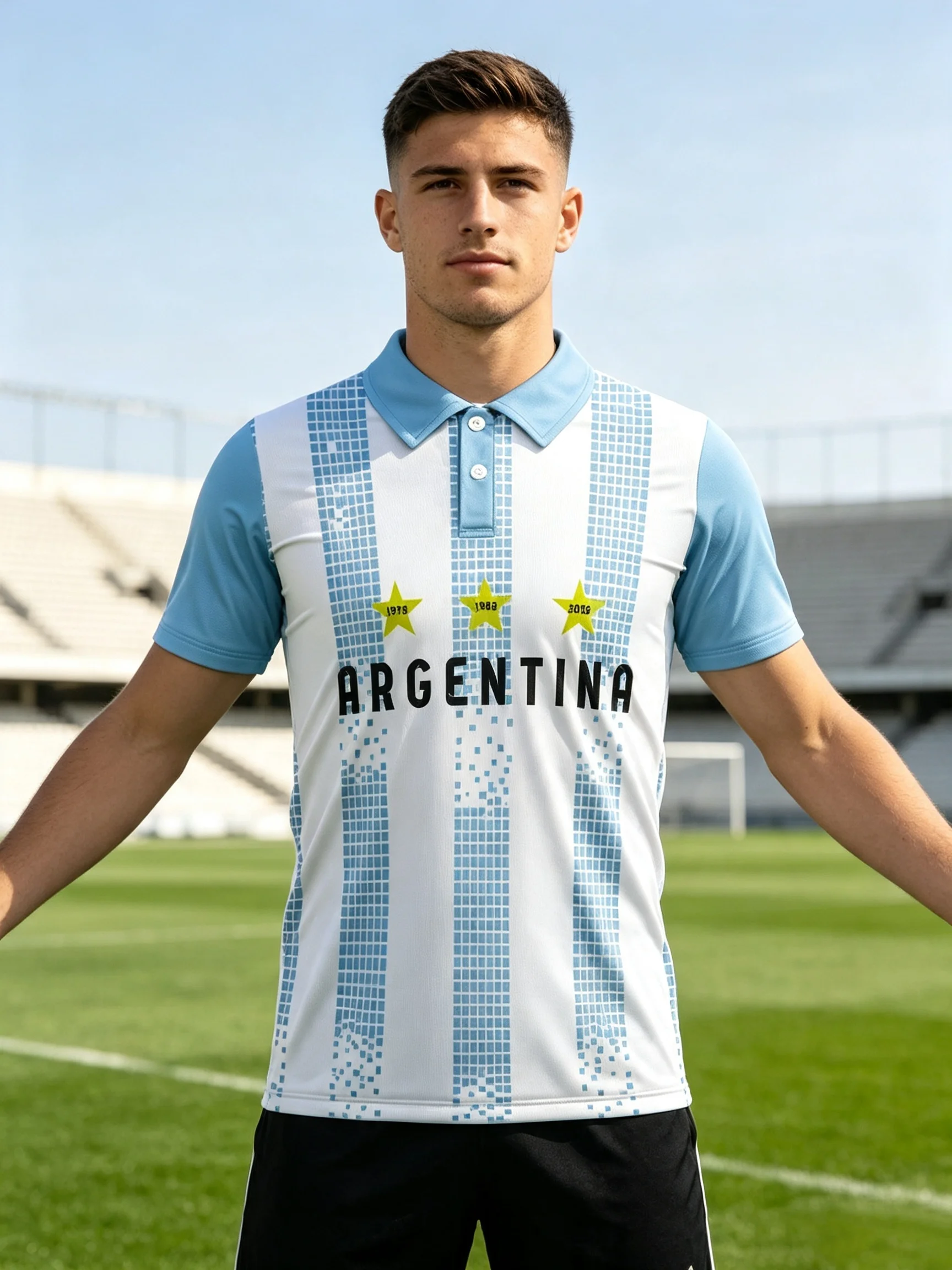 Breathable stretch‑fit Argentina soccer top, six‑style optional collars, premium collectible apparel for loyal Messi fans