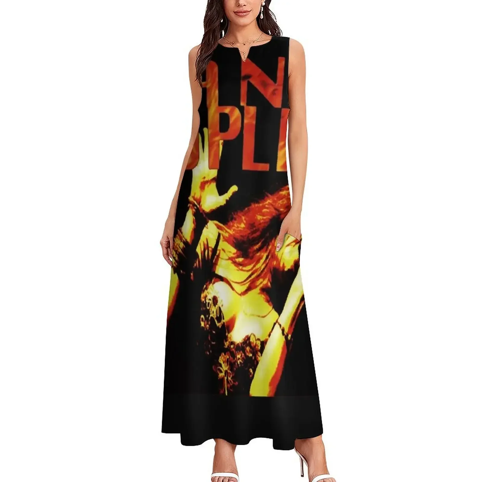 Janis joplin camiseta essencial cópia cópia vestido longo vestido feminino roupas de verão 2025 vestido de noite