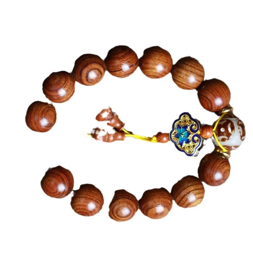 High-Quality Huanghuali Apple Bead DIY Pendant Peace Lock Hand-Woven Ancient Method Gold Pixiu Double Circle Jewelry