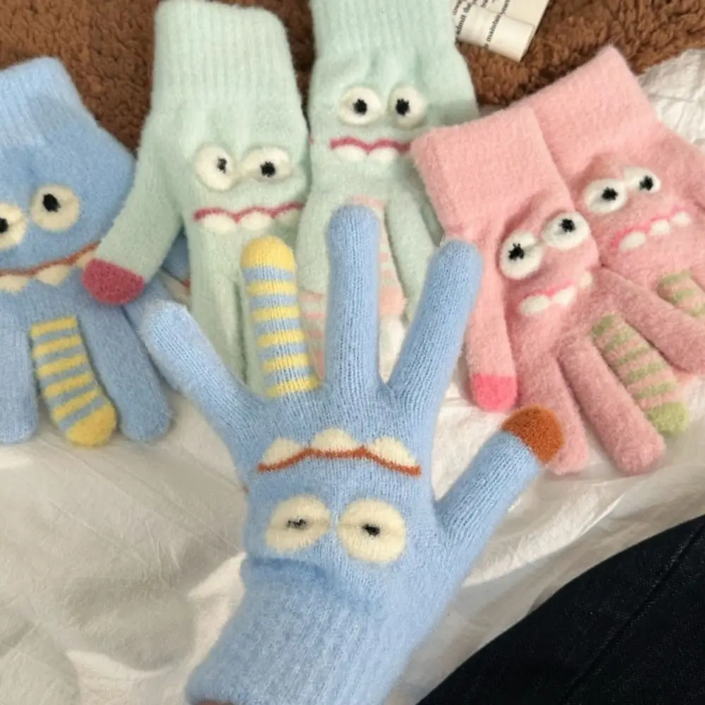 Cute Touchscreen Warm Gloves Thickened Cartoon Winter Gloves Cold-proof Windproof Five Finger Gloves Women Girls