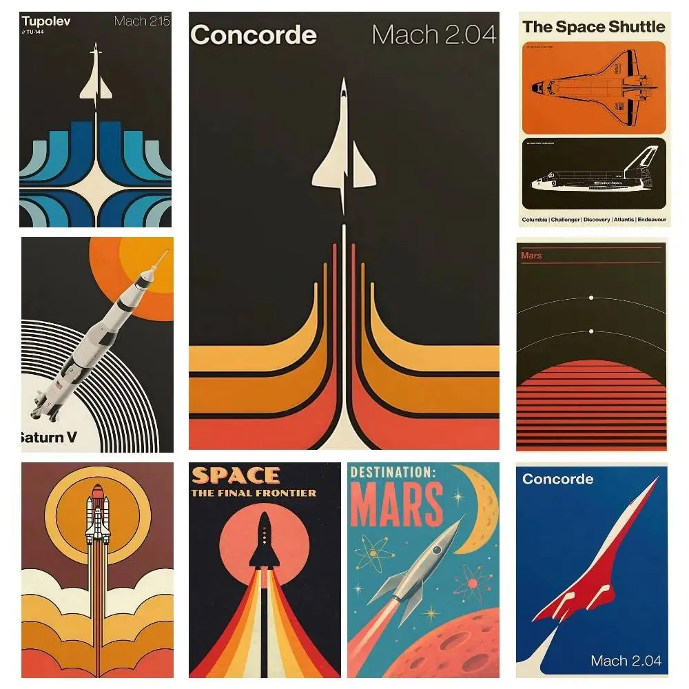 Minimalist Iconic Aviation Supersonic 2.04 Jet Posters High Quality Self-adhesive Wall Art Decorations Color Prints Sticky